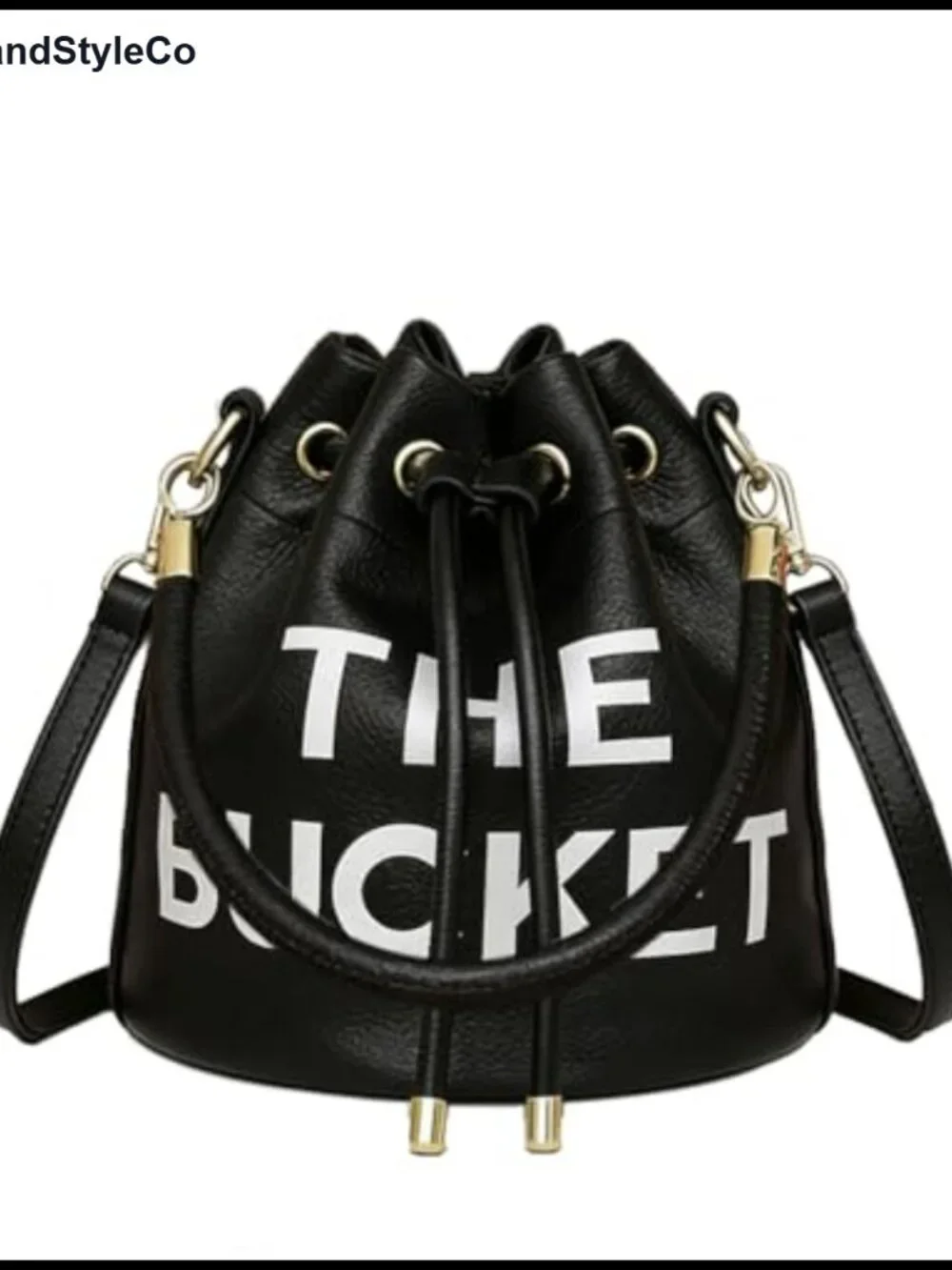 Women's Small Bucket Drawstring Handbag PU Leather Hobo Crossbody Purse